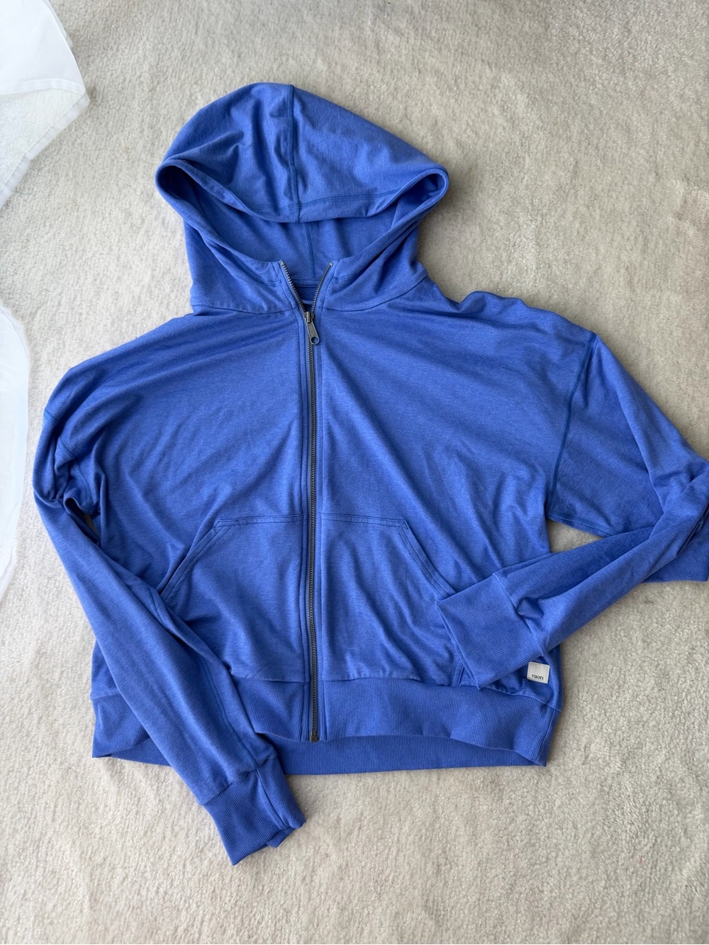 Vuori Sky Blue Extra Soft Zip Hoodie Sweatshirt with Pockets